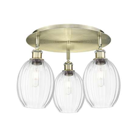 Innovations Lighting Preston 3 Light 18" Wide Flush Mount Ceiling Fixture Antique Brass / Clear
