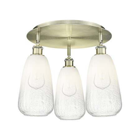 Innovations Lighting Brookhaven Almond 3 Light 18" Wide Flush Mount Ceiling Fixture Antique Brass / Opal