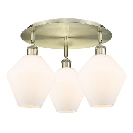 Innovations Lighting Cindyrella 3 Light 20" Wide Flush Mount Ceiling Fixture Antique Brass / Cased Matte White