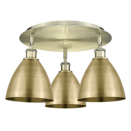 Innovations Lighting Ballston Dome 3 Light 20" Wide Flush Mount Ceiling Fixture Antique Brass