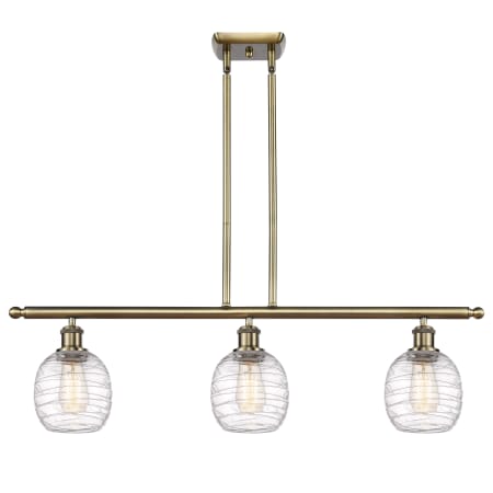 Innovations Lighting Belfast 3 Light 36" Wide Linear Pendant Antique Brass / Deco Swirl