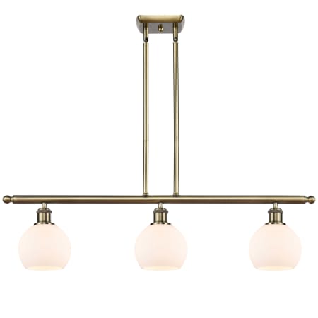 Innovations Lighting Athens 3 Light 36" Wide Linear Pendant with Shade Antique Brass / Matte White