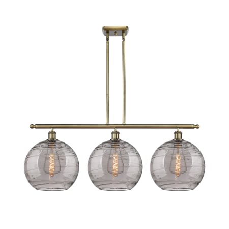Innovations Lighting Athens Deco Swirl 3 Light 39" Wide Linear Chandelier Antique Brass