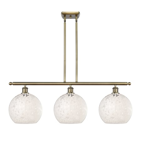 Innovations Lighting White Mouchette 3 Light 37" Wide Pendant Antique Brass / White Mouchette