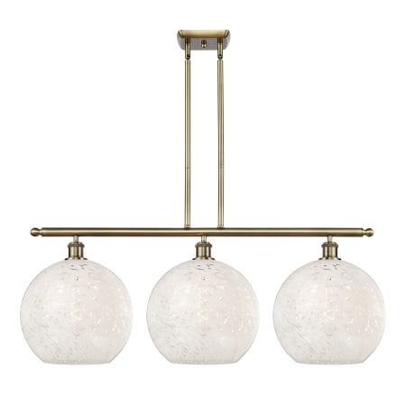 Innovations Lighting White Mouchette 3 Light 39" Wide Pendant Antique Brass / White Mouchette
