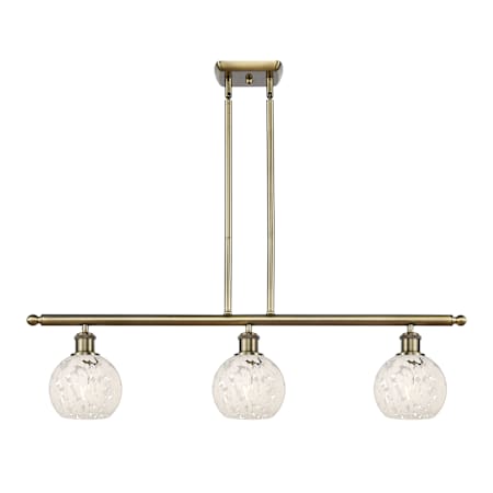 Innovations Lighting White Mouchette 3 Light 36" Wide Pendant Antique Brass / White Mouchette