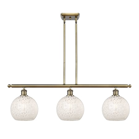 Innovations Lighting Large White Mouchette 3 Light 36" Wide Pendant Antique Brass / White Mouchette