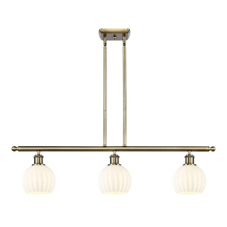 Innovations Lighting White Venetian 3 Light 36" Wide Pendant Antique Brass / White Venetian
