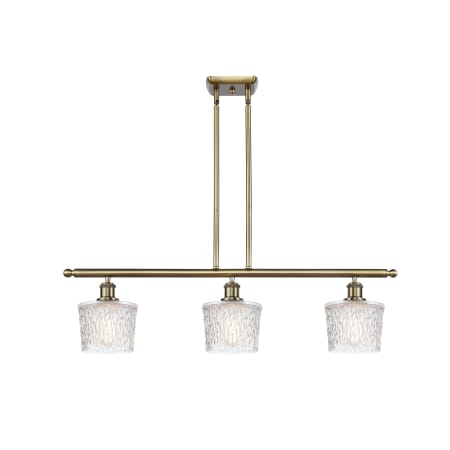 Innovations Lighting Niagra 3 Light 36" Wide Linear Pendant Antique Brass / Clear
