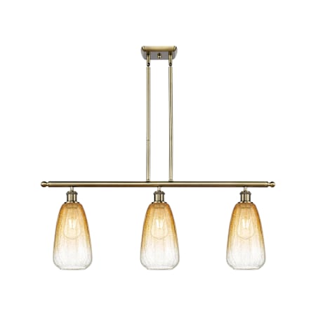 Innovations Lighting Brookhaven Almond 3 Light 36" Wide Linear Pendant Antique Brass / Amber