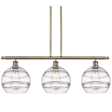 Innovations Lighting Rochester 3 Light 37" Wide Linear Pendant Antique Brass / Clear