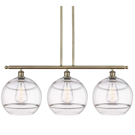 Innovations Lighting Rochester 3 Light 39" Wide Linear Pendant Antique Brass / Clear