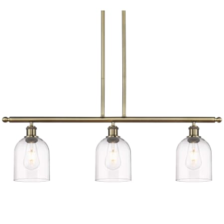 Innovations Lighting Bella 3 Light 36" Wide Linear Pendant Antique Brass / Clear