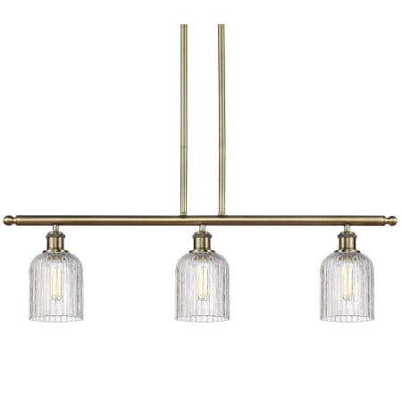 Innovations Lighting Bridal Veil 3 Light 36" Wide Linear Pendant Antique Brass / Clear