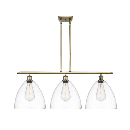 Innovations Lighting Bristol 3 Light 39" Wide Linear Pendant Antique Brass / Clear