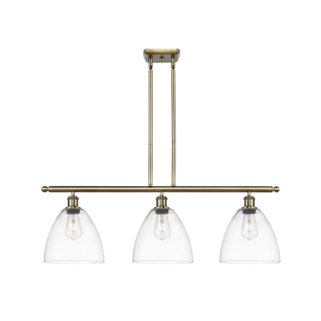 Innovations Lighting Bristol Glass 3 Light 36" Wide Linear Pendant Antique Brass / Clear