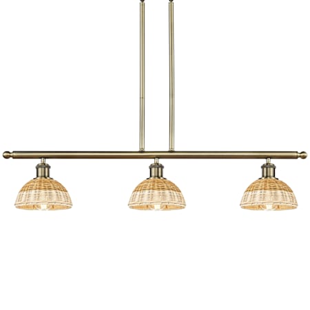Innovations Lighting Bristol Natural II 3 Light 36" Wide Linear Pendant Antique Brass / Natural