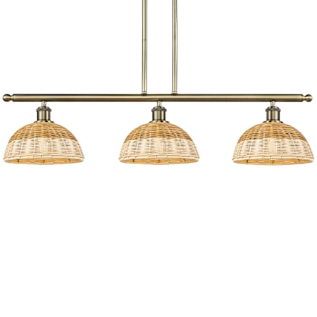 Innovations Lighting Bristol Natural II 3 Light 36" Wide Linear Pendant Antique Brass / Natural
