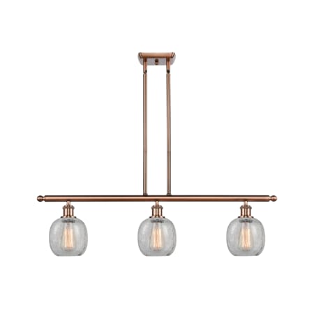 Innovations Lighting Belfast 3 Light 36" Wide Linear Chandelier Antique Copper / Clear Crackle