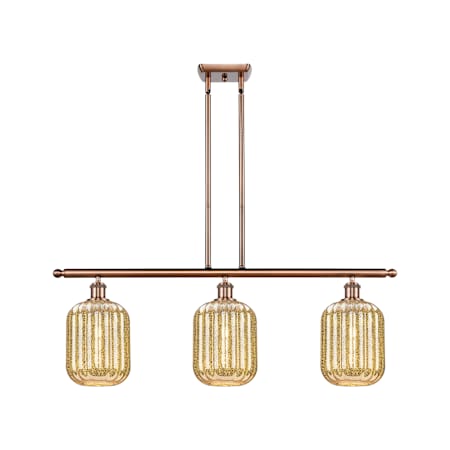 Innovations Lighting Preston 3 Light 36" Wide Linear Pendant Antique Copper / Mercury
