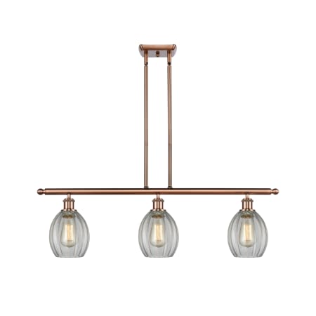Innovations Lighting Eaton 3 Light 36" Wide Linear Chandelier Antique Copper / Clear