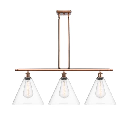 Innovations Lighting Berkshire 3 Light 39" Wide Linear Pendant Antique Copper / Clear