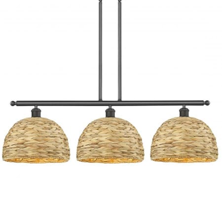 Innovations Lighting Woven Ratan 3 Light 39" Wide Linear Pendant Oiled Brass