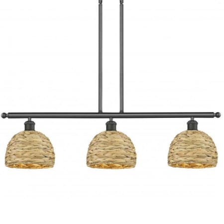 Innovations Lighting Woven Ratan 3 Light 36" Wide Linear Pendant Oiled Brass