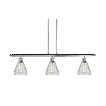 Innovations Lighting Conesus 3 Light 36" Wide Linear Chandelier Polished Chrome / Clear Crackle