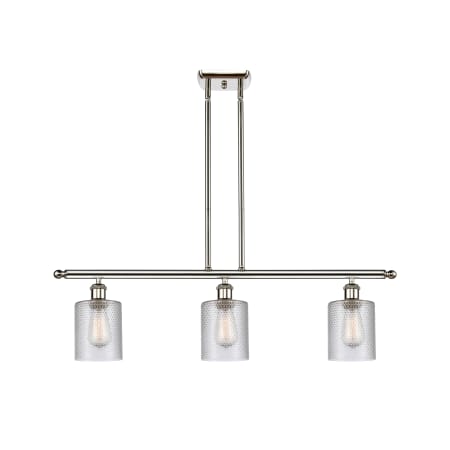 Innovations Lighting Cobbleskill 3 Light 36" Wide Linear Chandelier Polished Nickel / Clear
