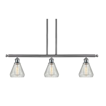 Innovations Lighting Conesus 3 Light 36" Wide Linear Chandelier Brushed Satin Nickel / Clear Crackle