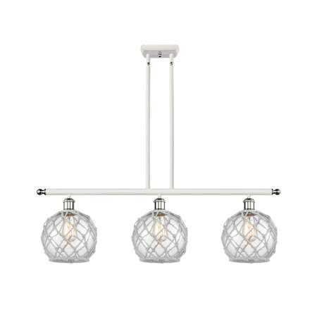 Innovations Lighting Farmhouse 3 Light 36" Wide Linear Pendant Clear Glass / White Rope / Polished Chrome