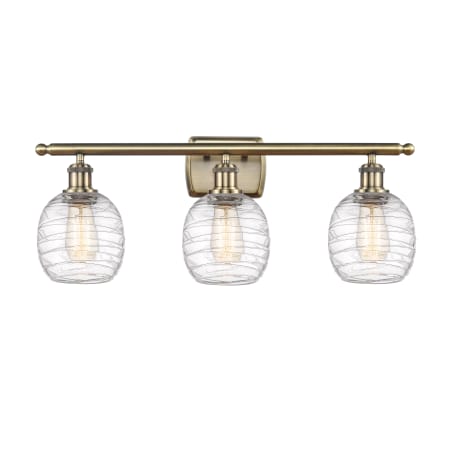 Innovations Lighting Belfast 3 Light 26" Wide Vanity Light Antique Brass / Deco Swirl