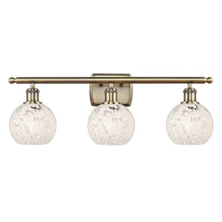 Innovations Lighting White Mouchette 3 Light 26" Wide Vanity Light Antique Brass / White Mouchette