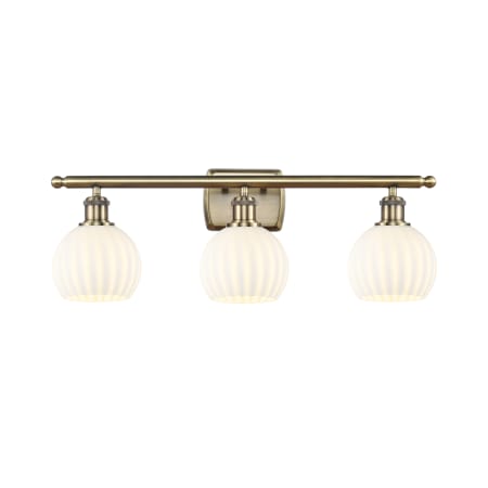 Innovations Lighting White Venetian 3 Light 26" Wide Vanity Light Antique Brass / White Venetian