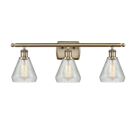 Innovations Lighting Conesus 3 Light 26" Wide Vanity Light Clear Crackle / Antique Brass
