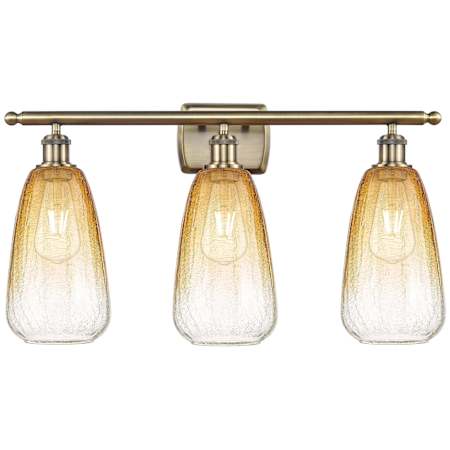 Innovations Lighting Brookhaven Almond 3 Light 26" Wide Vanity Light Antique Brass / Amber