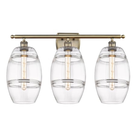 Innovations Lighting Vaz 3 Light 28" Wide Vanity Light Antique Brass / Clear