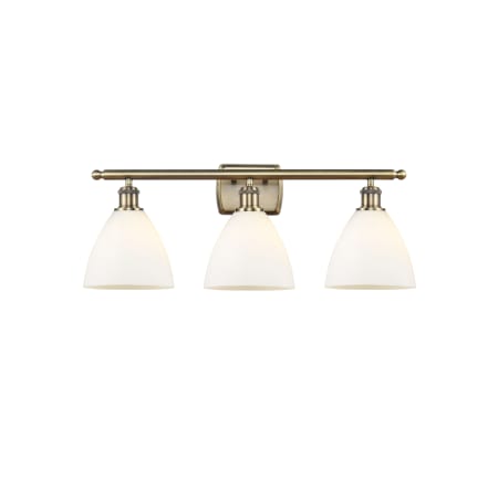 Innovations Lighting Bristol Glass 3 Light 28" Wide Vanity Light Antique Brass / Matte White