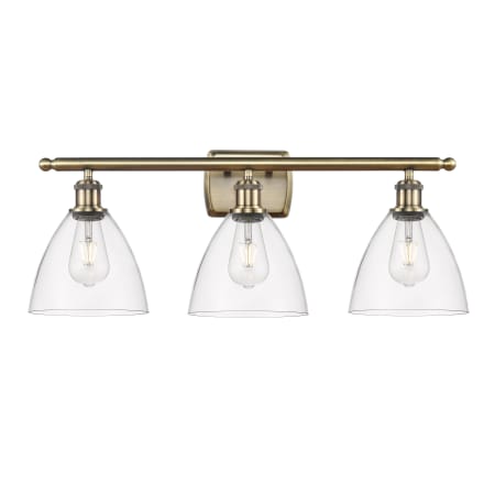 Innovations Lighting Bristol 3 Light 28" Wide Vanity Light Antique Brass / Clear