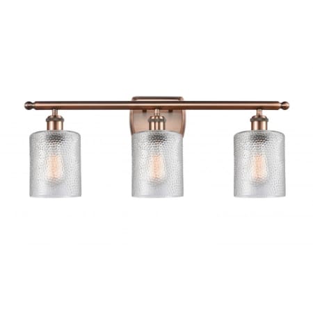 Innovations Lighting Cobbleskill 3 Light 26" Wide Bathroom Vanity Light Antique Copper / Clear