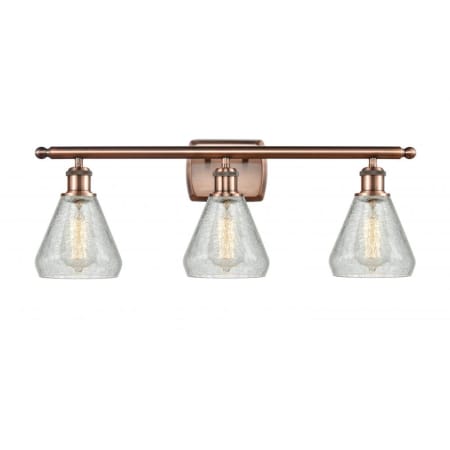 Innovations Lighting Conesus 3 Light 26" Wide Bathroom Vanity Light Antique Copper / Clear Crackle