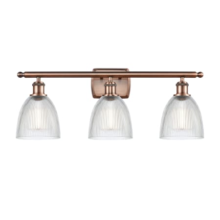 Innovations Lighting Castile 3 Light 26" Wide Bathroom Vanity Light Antique Copper / Clear