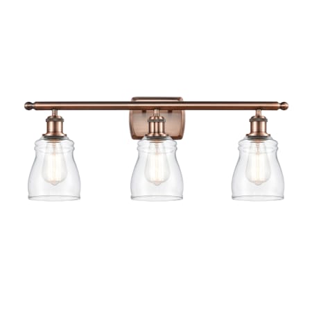 Innovations Lighting Ellery 3 Light 26" Wide Bathroom Vanity Light Antique Copper / Clear