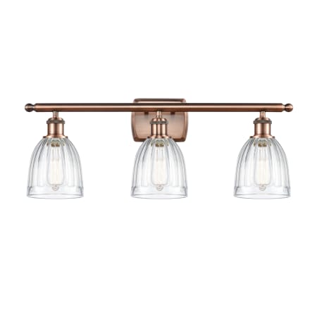 Innovations Lighting Brookfield 3 Light 26" Wide Bathroom Vanity Light Antique Copper / Clear