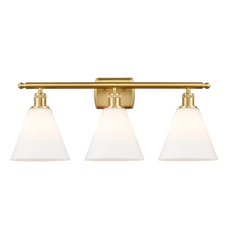 Innovations Lighting Berkshire 3 Light 28" Wide Vanity Light Satin Gold / Matte White