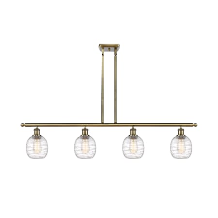 Innovations Lighting Belfast 4 Light 48" Wide Linear Pendant Antique Brass / Deco Swirl