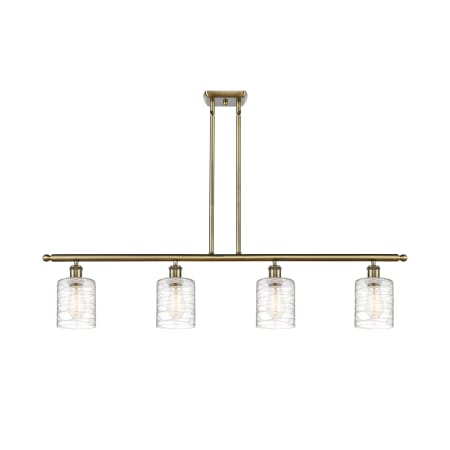 Innovations Lighting Cobbleskill 4 Light 48" Wide Linear Pendant with Shades Antique Brass / Deco Swirl