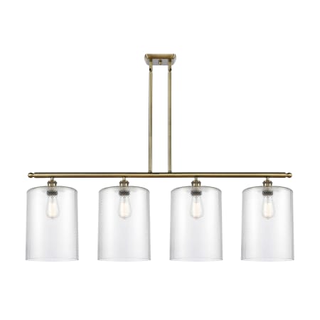 Innovations Lighting Cobbleskill 4 Light 48" Wide Linear Pendant Antique Brass / Clear