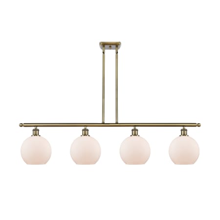 Innovations Lighting Athens 4 Light 48" Wide Linear Pendant Antique Brass / Matte White